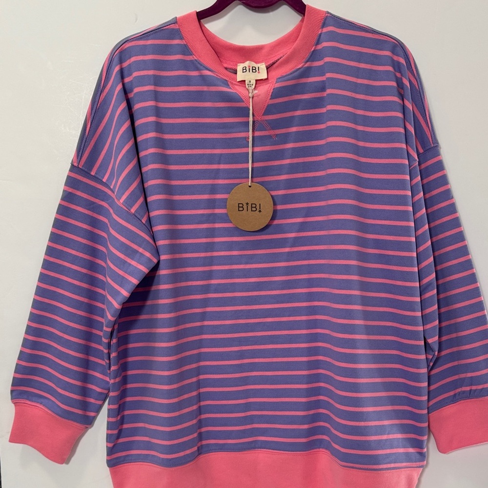 BiBi Vibrant Pink and Purple Striped Top
